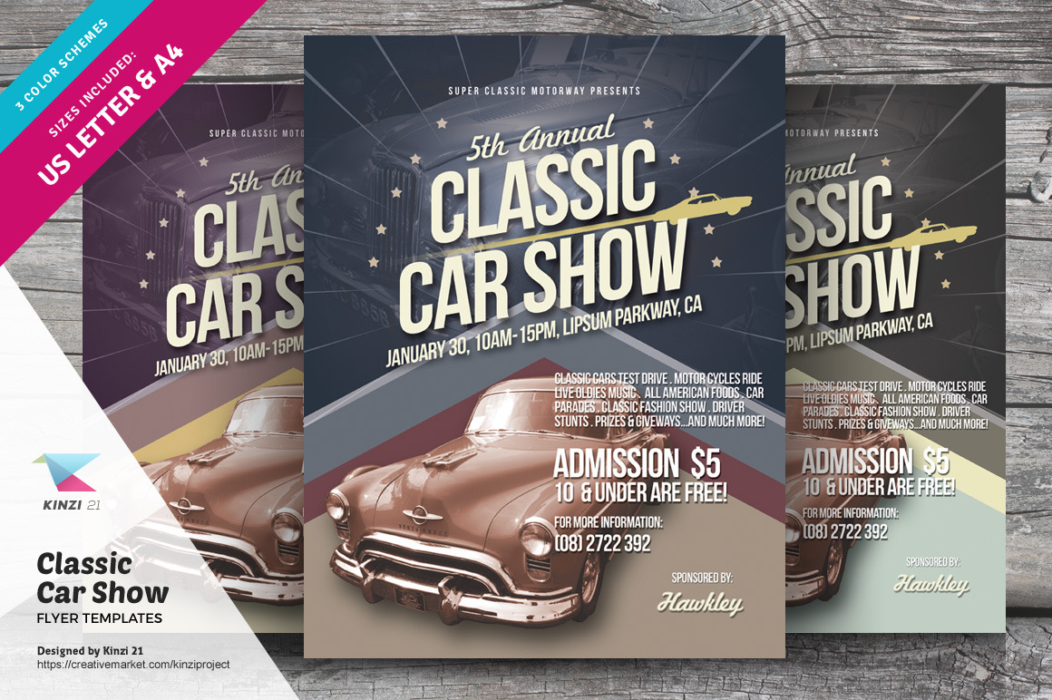 Classic Car Show Flyers Flyer Templates Creative Market