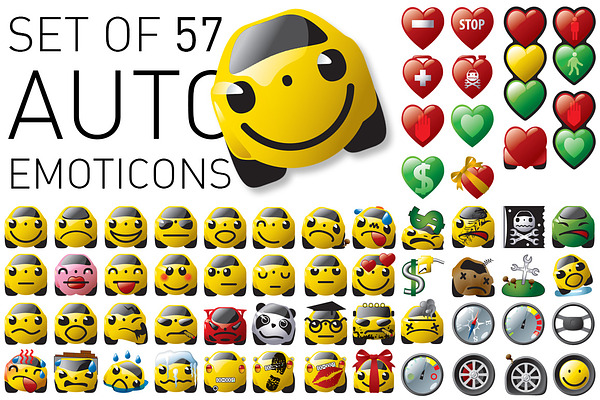 Auto Emoticon Set Pre Designed Photoshop Graphics Creative Market