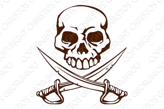 Pirate skull and crossed swords symbol | Illustrator Graphics ...