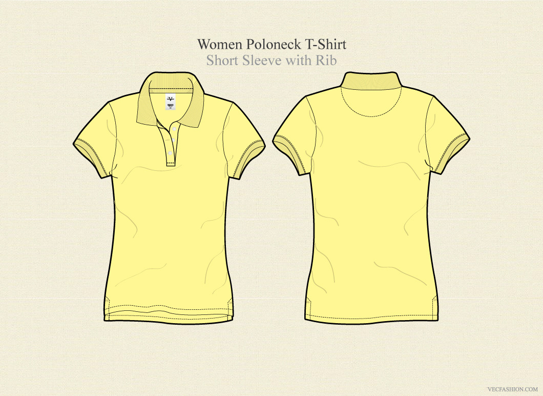 Download Women Poloneck T-shirt Vector | Pre-Designed Illustrator ...