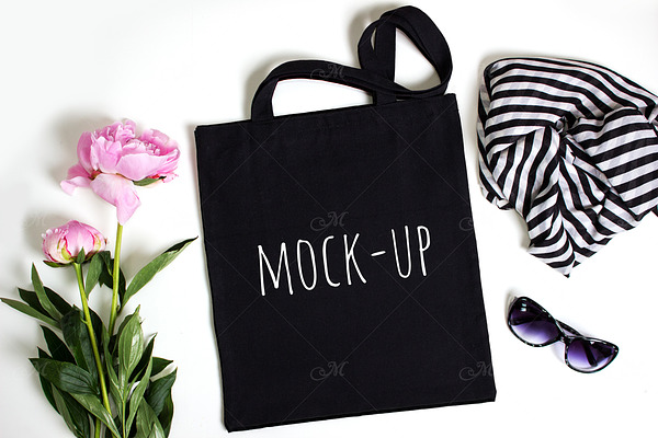 Download Black tote bag Mock-up. PSD+JPG | Creative Photoshop ...