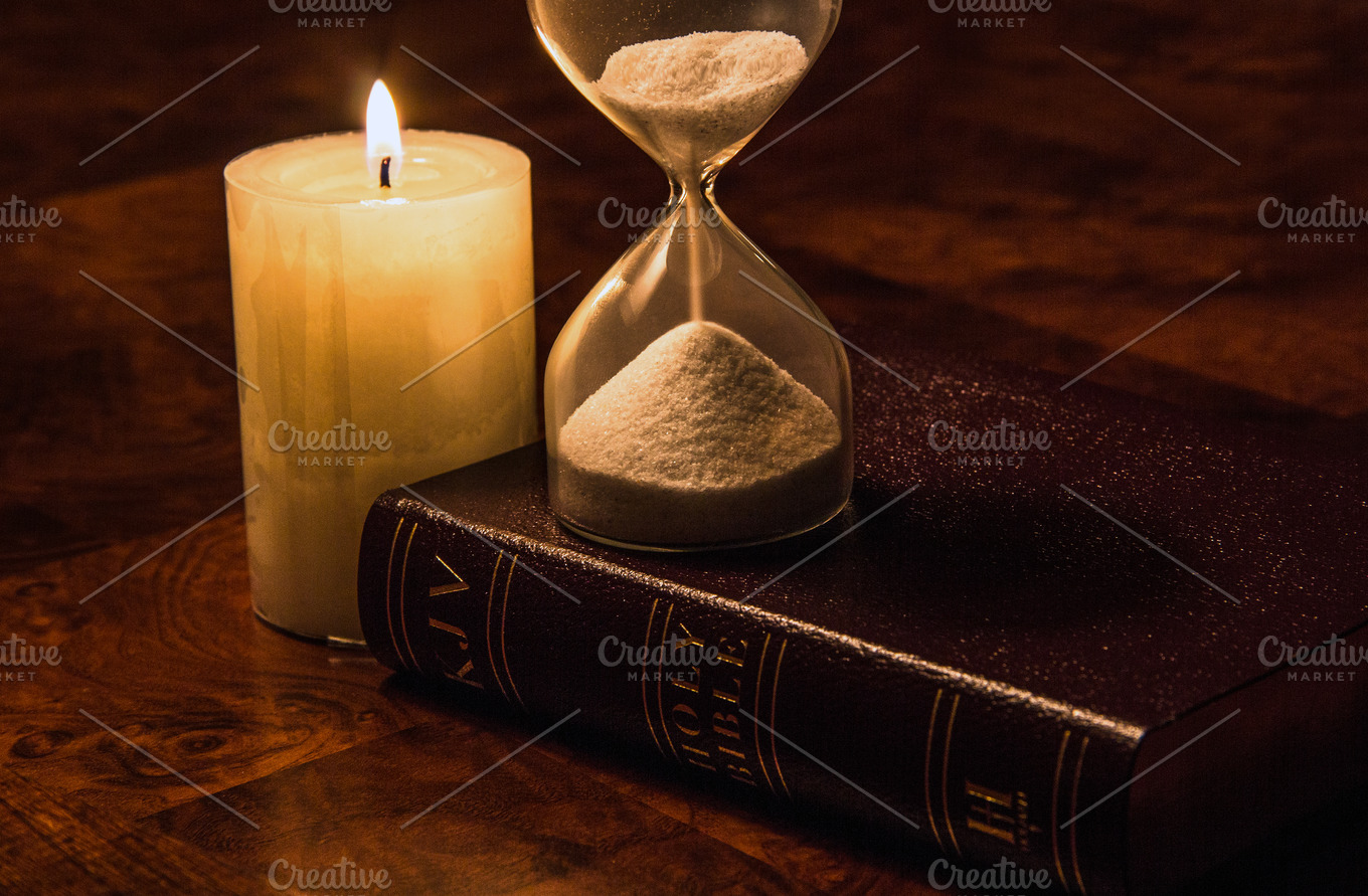 Bible Candle And Hourglass Stock Photos Creative Market