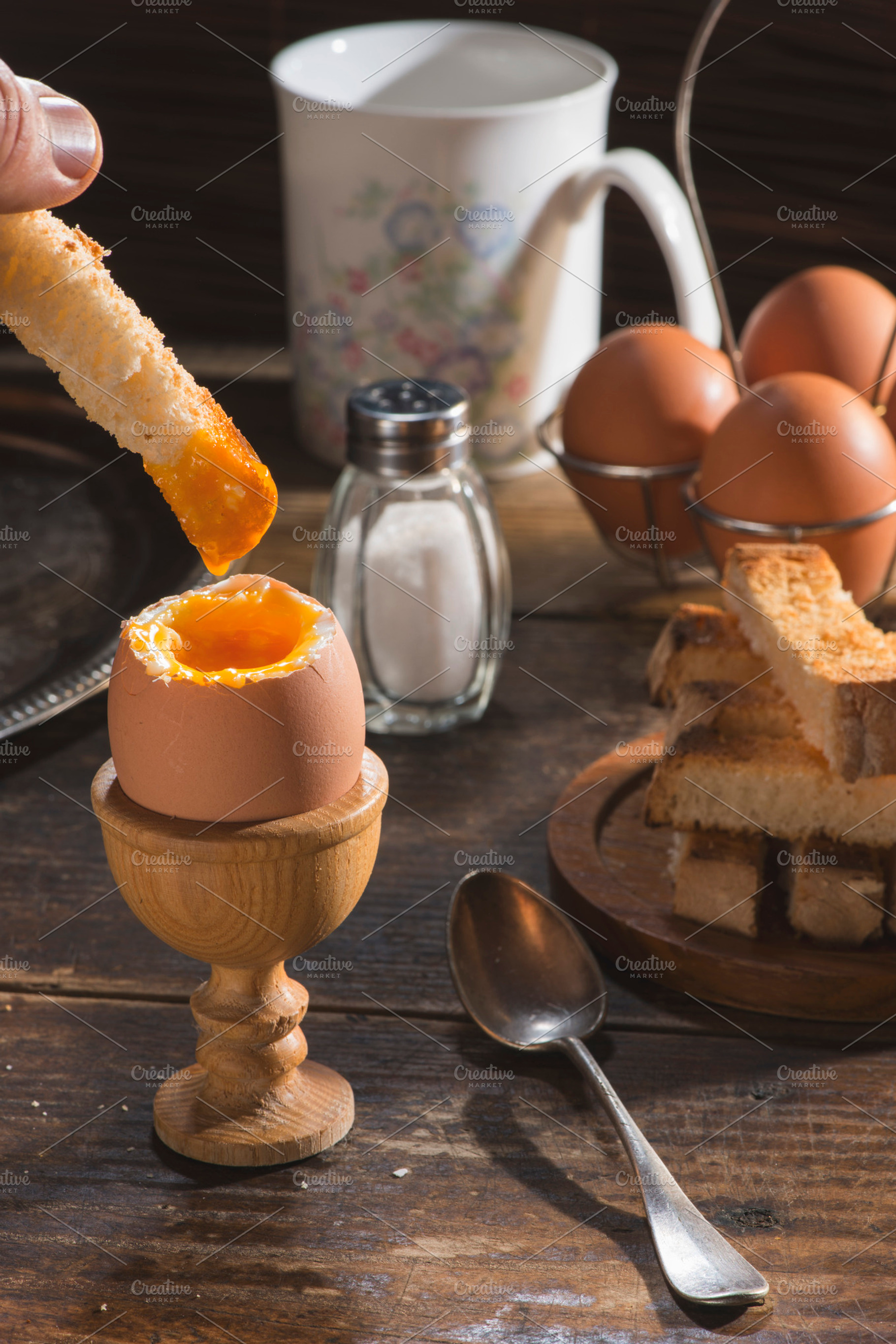 Soft-boiled egg on the table | High-Quality Food Images ~ Creative Market