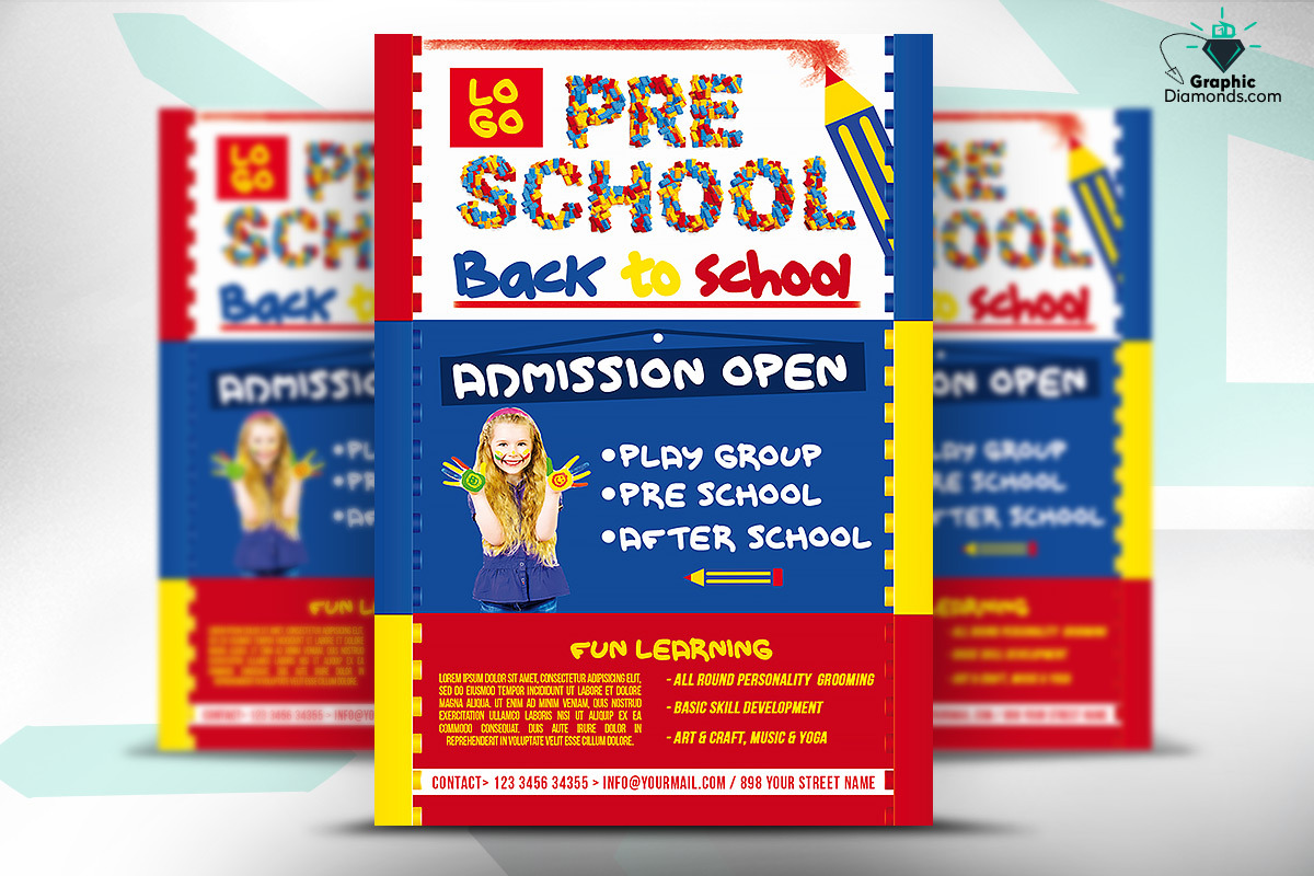 Preschool Back To School Flyer Creative Illustrator Templates Creative Market