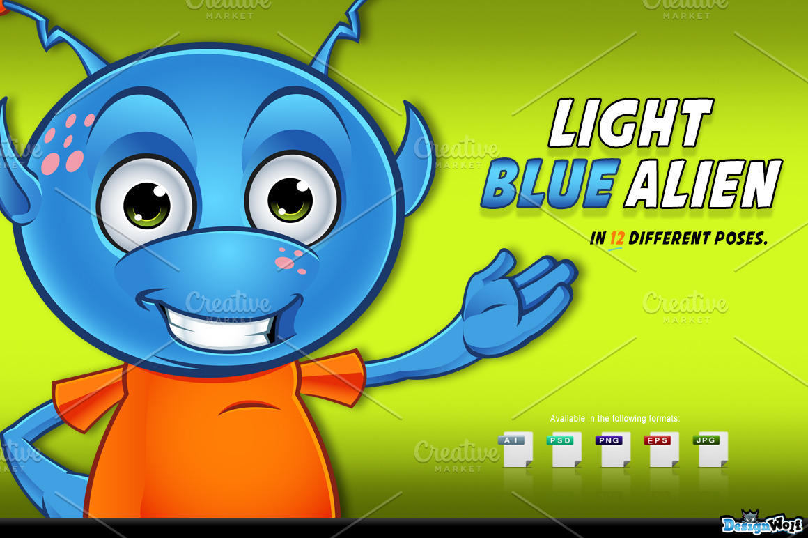 Light Blue Alien character vector illustration © DesignWolf (#5094903)