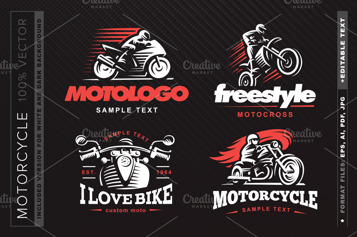 Motorcycle logo set. | Creative Illustrator Templates ~ Creative Market