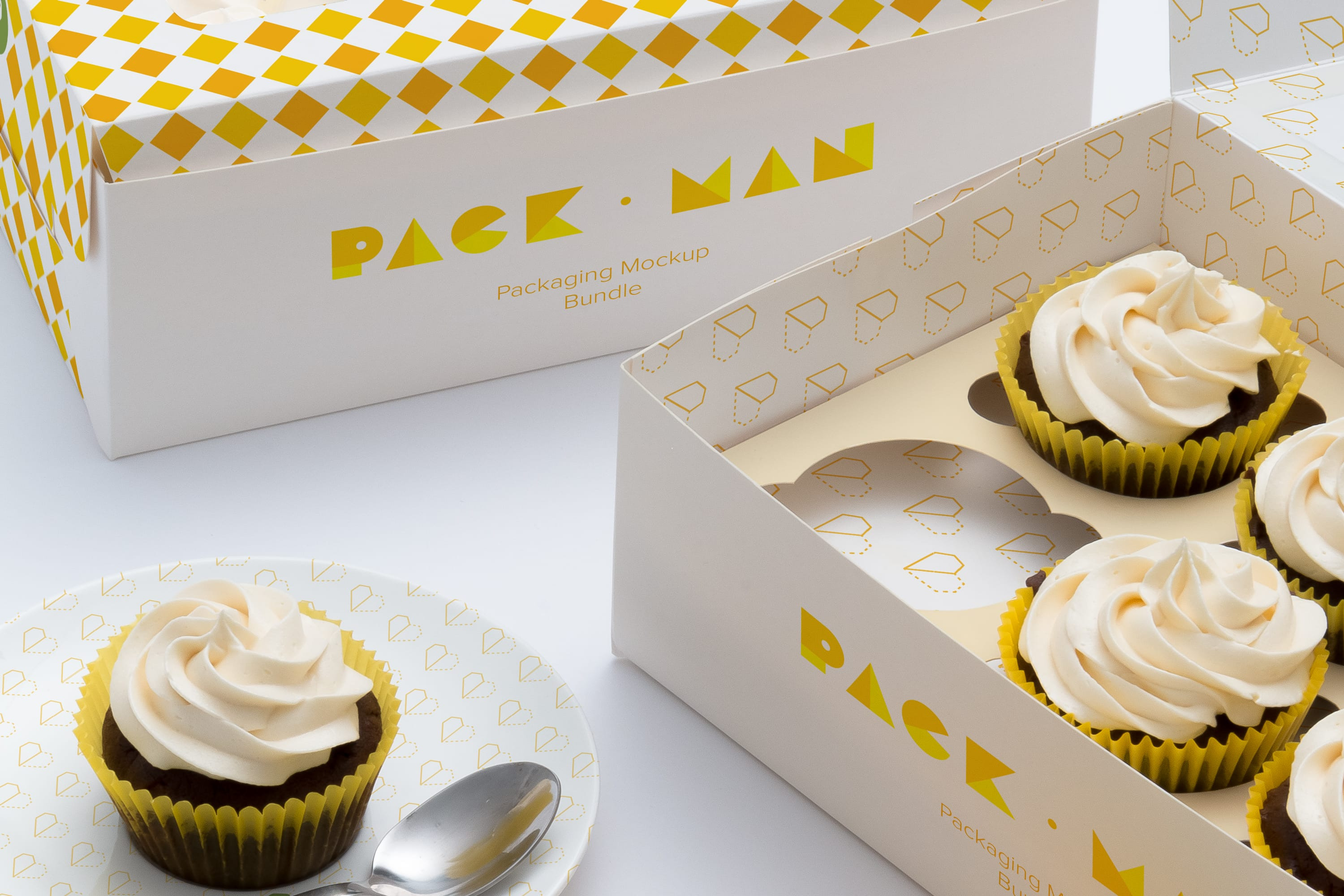 Download Six Cupcake Box Mockup 05 Creative Photoshop Templates Creative Market