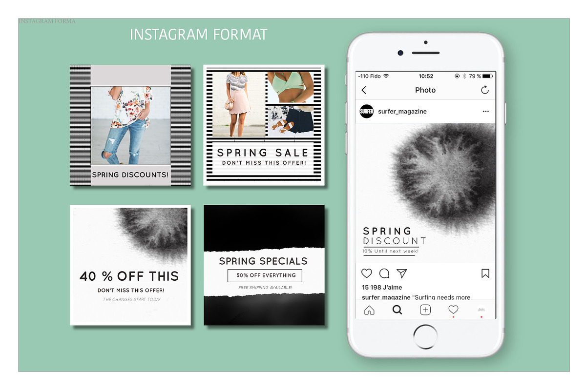 Instagram template - Black spring | Creative Instagram Templates ...