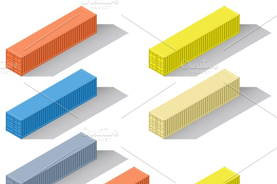 Sea Container Terminal Icon Set Pre Designed Illustrator Graphics Creative Market