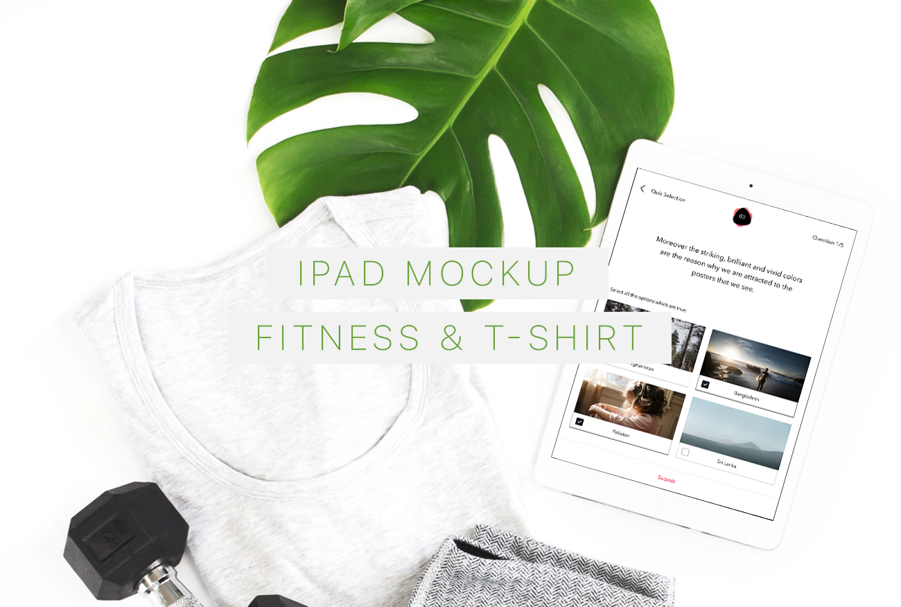 Download Ipad Mockup Fitness T Shirt Creative Photoshop Templates Creative Market