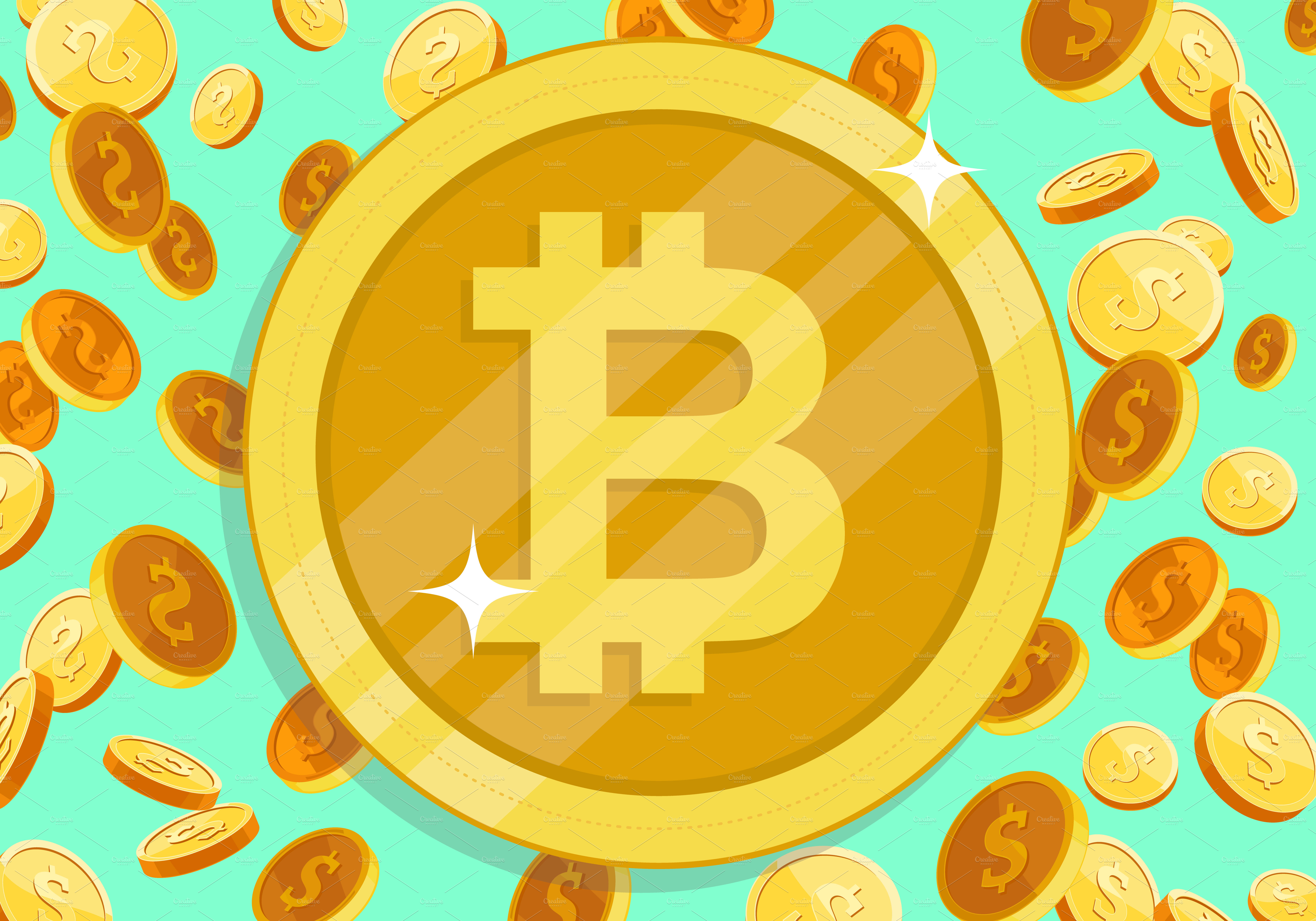 Cool Bitcoin BTC Vector Illustration | Pre-Designed ...