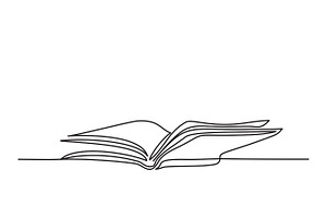 Opened book one line drawing | Pre-Designed Illustrator Graphics