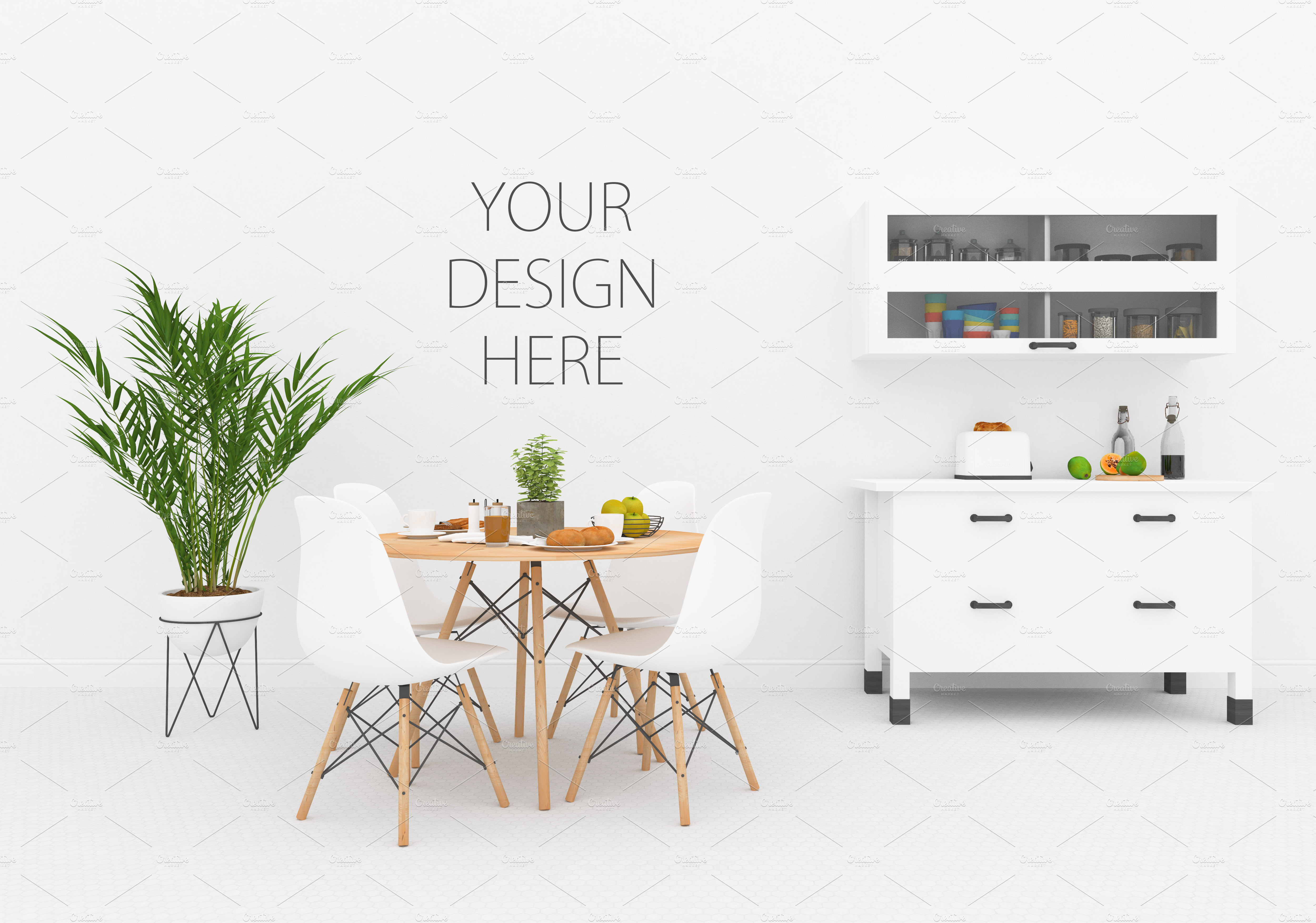 Download Blank Wall Mockup Kitchen Mock Up Creative Photoshop Templates Creative Market