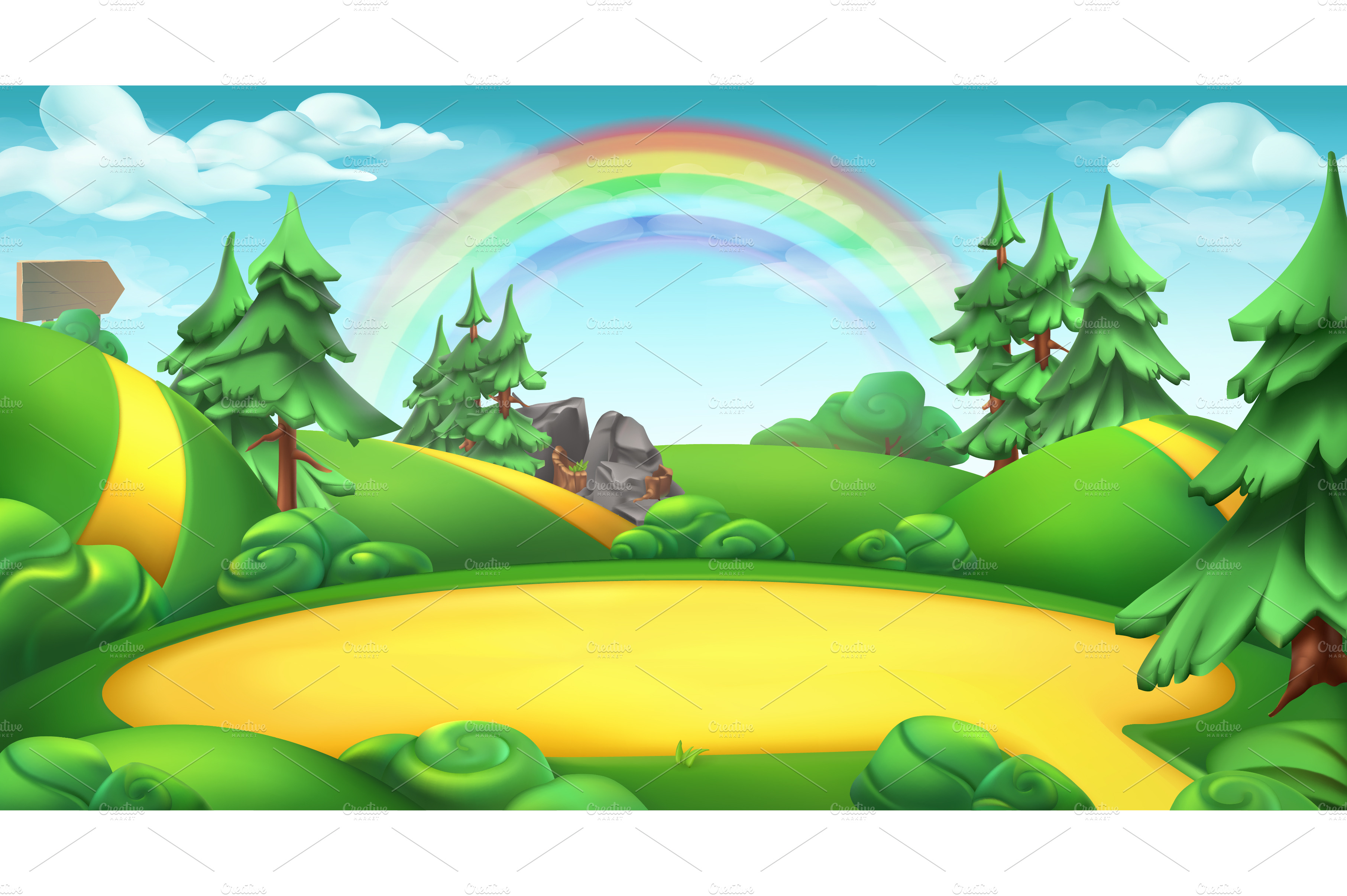 Nature Landscape Vector Background Object Illustrations Creative Market