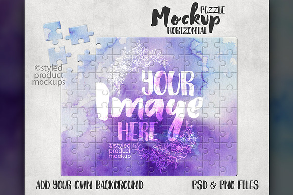 Download Horizontal sublimation puzzle mockup | Creative Photoshop Templates ~ Creative Market