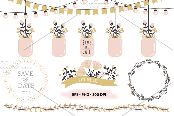 Save The Date Cliparts Eps Png Pre Designed Illustrator Graphics Creative Market