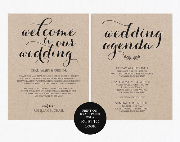 Welcome Bag Note SHR334  Invitation Templates ~ Creative Market