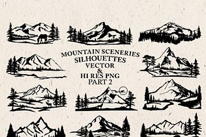 Mountain Sceneries Vector Pack 1 | Pre-Designed Illustrator Graphics