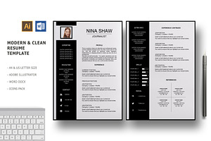 2 Page Cv Template Easy To Edit Creative Illustrator