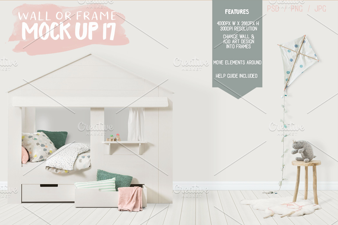 Kids Room Wall Frame Mock Up 17 Creative Photoshop Templates Creative Market