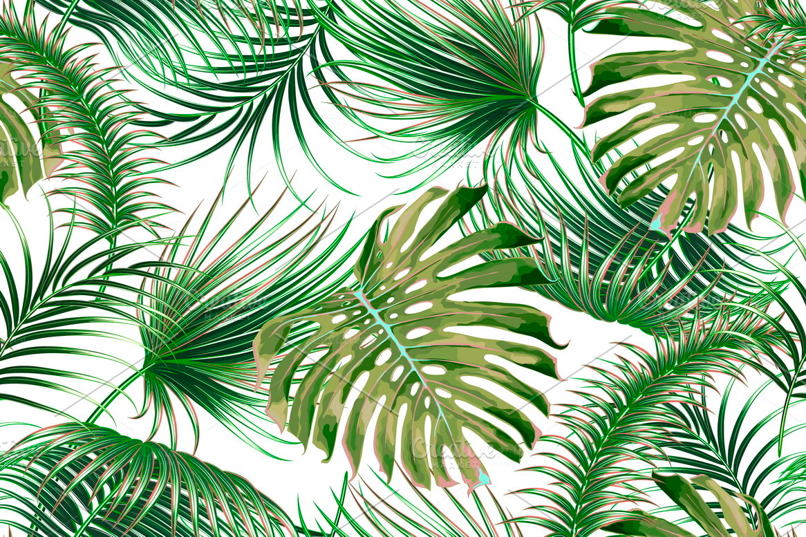 Tropical jungle leaves pattern PreDesigned Illustrator Graphics