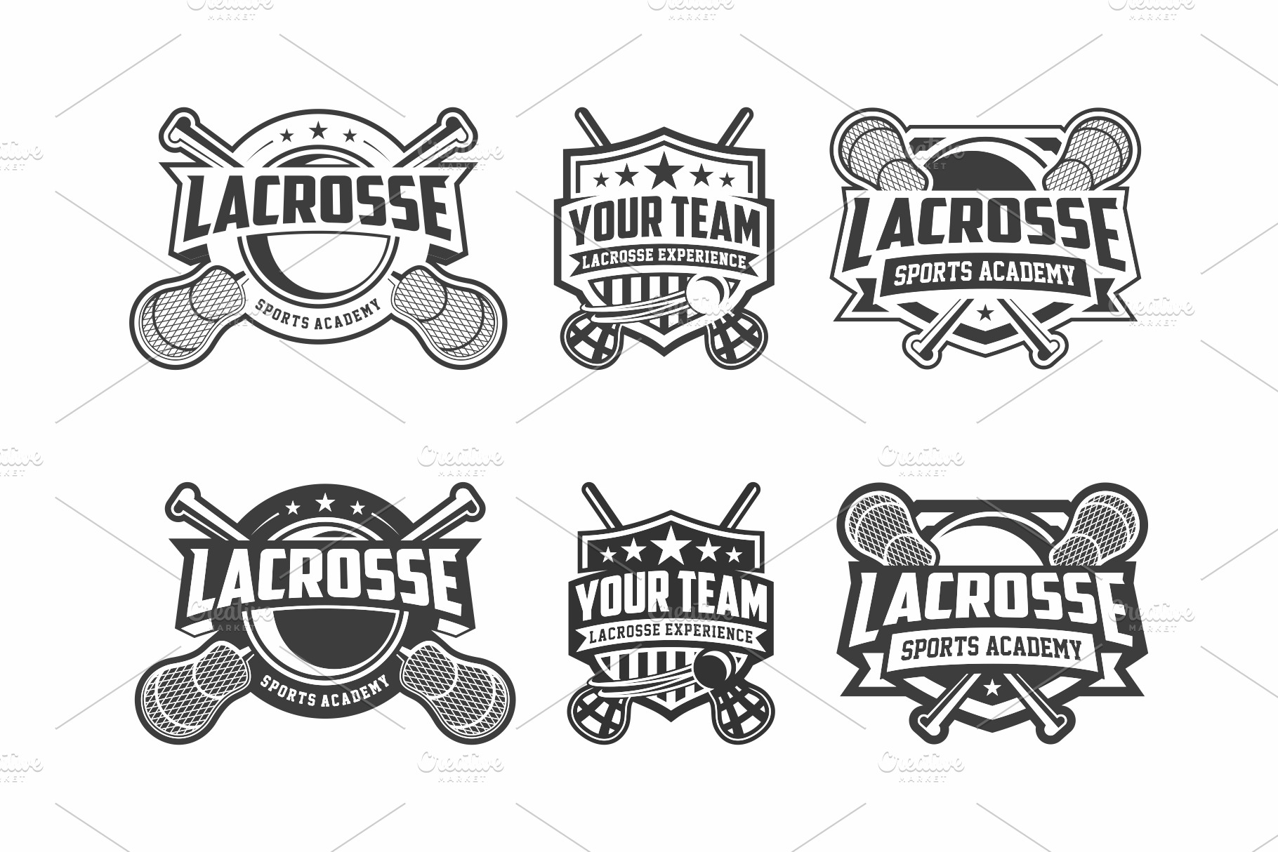 Lacrosse club logo emblem set Branding & Logo Templates Creative Market