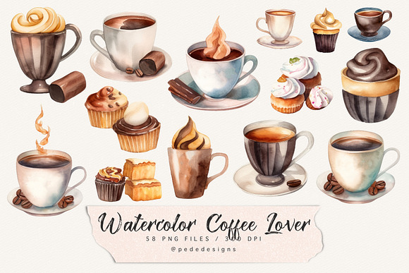 Coffee clipart, coffee lovers png, coffee cups clipart