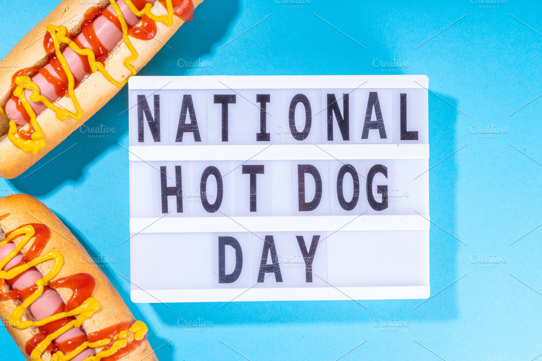 National Hot Dogs day background Food Images Creative Market