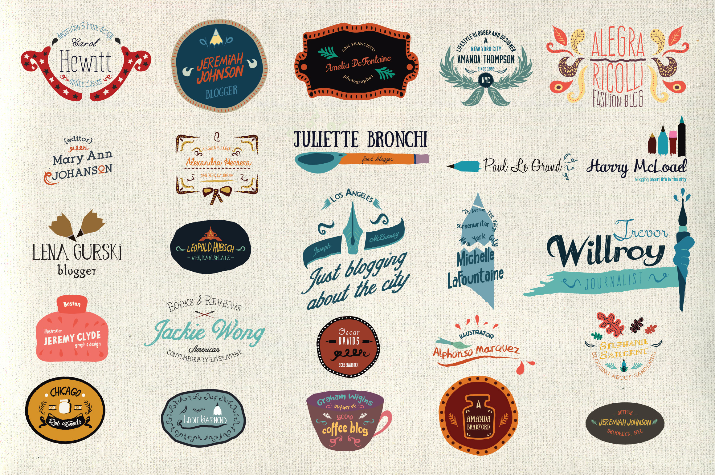 25 Illustrated logos and emblems | Branding & Logo Templates ~ Creative ...