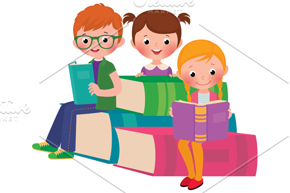 Children reading books | Education Illustrations ~ Creative Market