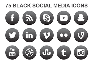 75 Yellow Thick Social Media Icons | Pre-Designed Illustrator Graphics