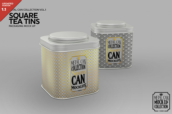 Download Square Tea Tins Packaging Mock Up Creative Photoshop Templates Creative Market