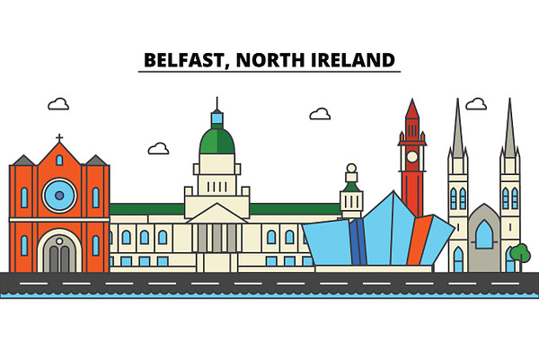 Belfast, North Ireland. City skyline: architecture, buildings, streets ...