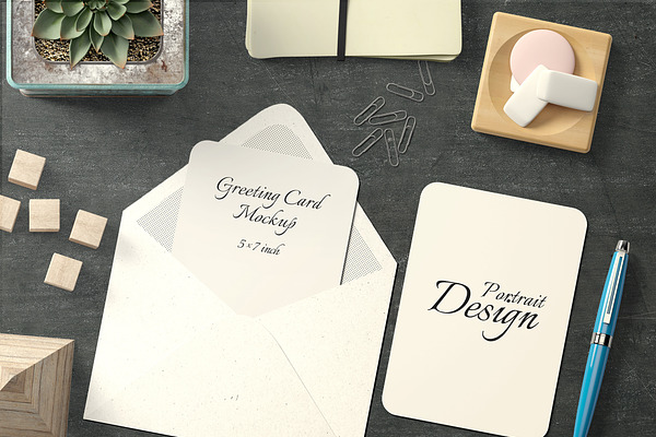 5x7 Greeting Card Mockup Pack   1 | Creative Photoshop Templates