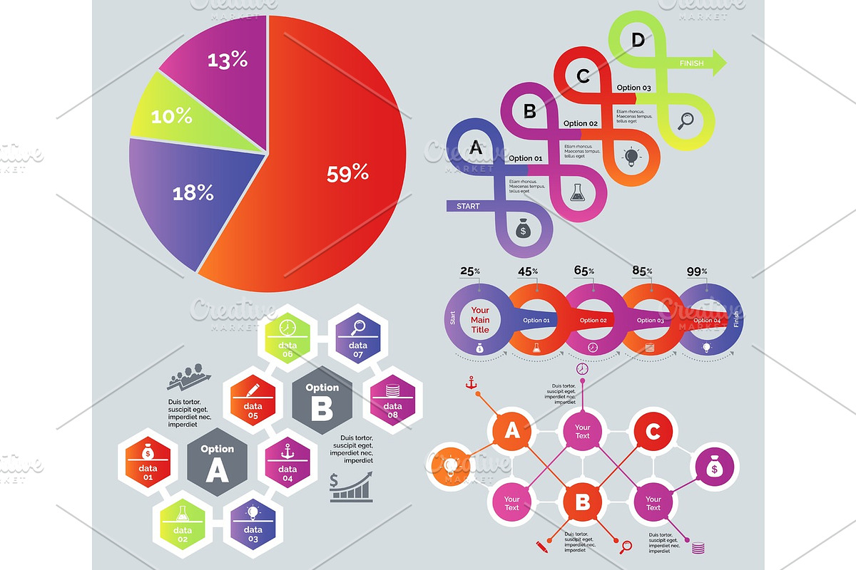 Набор диаграмм. Percentage Creative Design.