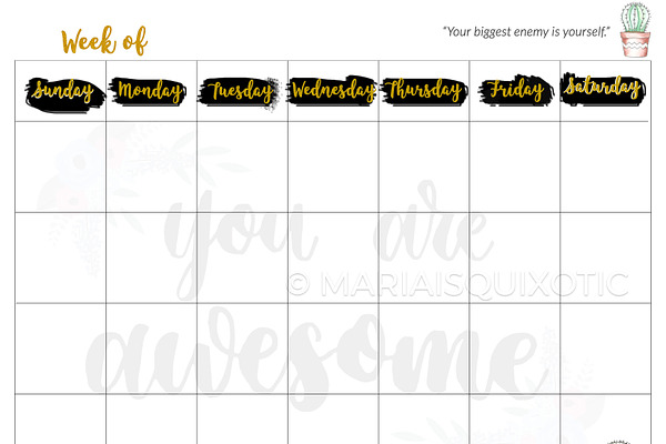 awesome blank weekly planner creative stationery