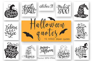 Download Halloween Bundle Hand Drawn Quotes Creative Market