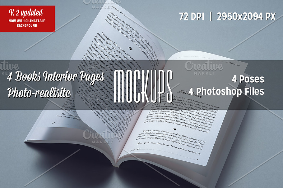 Download 4 Books Interior Pages Mockups Creative Photoshop Templates Creative Market PSD Mockup Templates