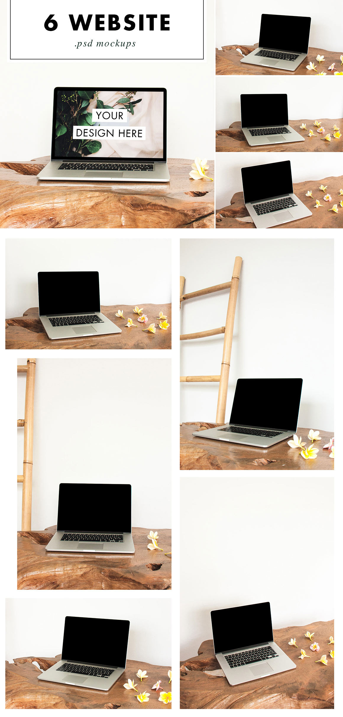 Download Mac Laptop Mockup PSD Wood Desk | Creative Photoshop Templates ~ Creative Market