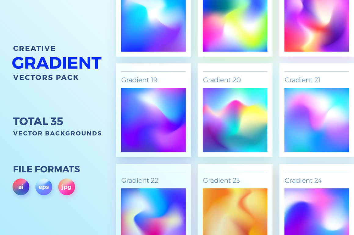 Download Creative Gradient Backgrounds Pack Pre Designed Illustrator Graphics Creative Market