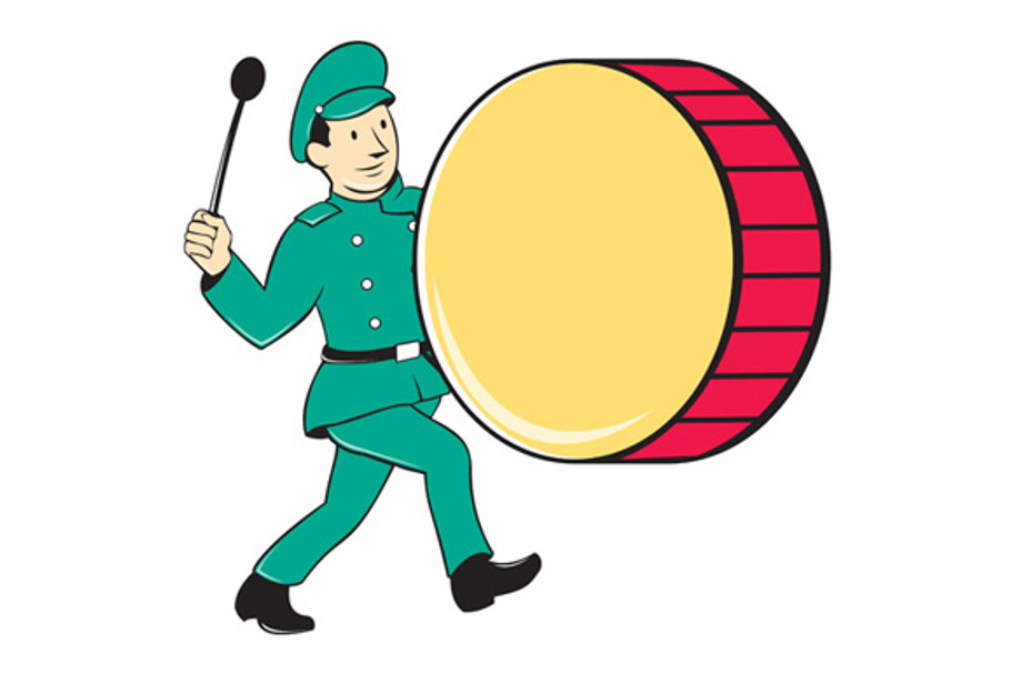 Brass Drum Marching Band Drummer Cir Pre Designed Illustrator