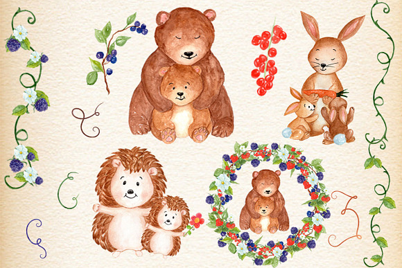 Mother And Baby Animals Clipart Custom Designed Illustrations Creative Market