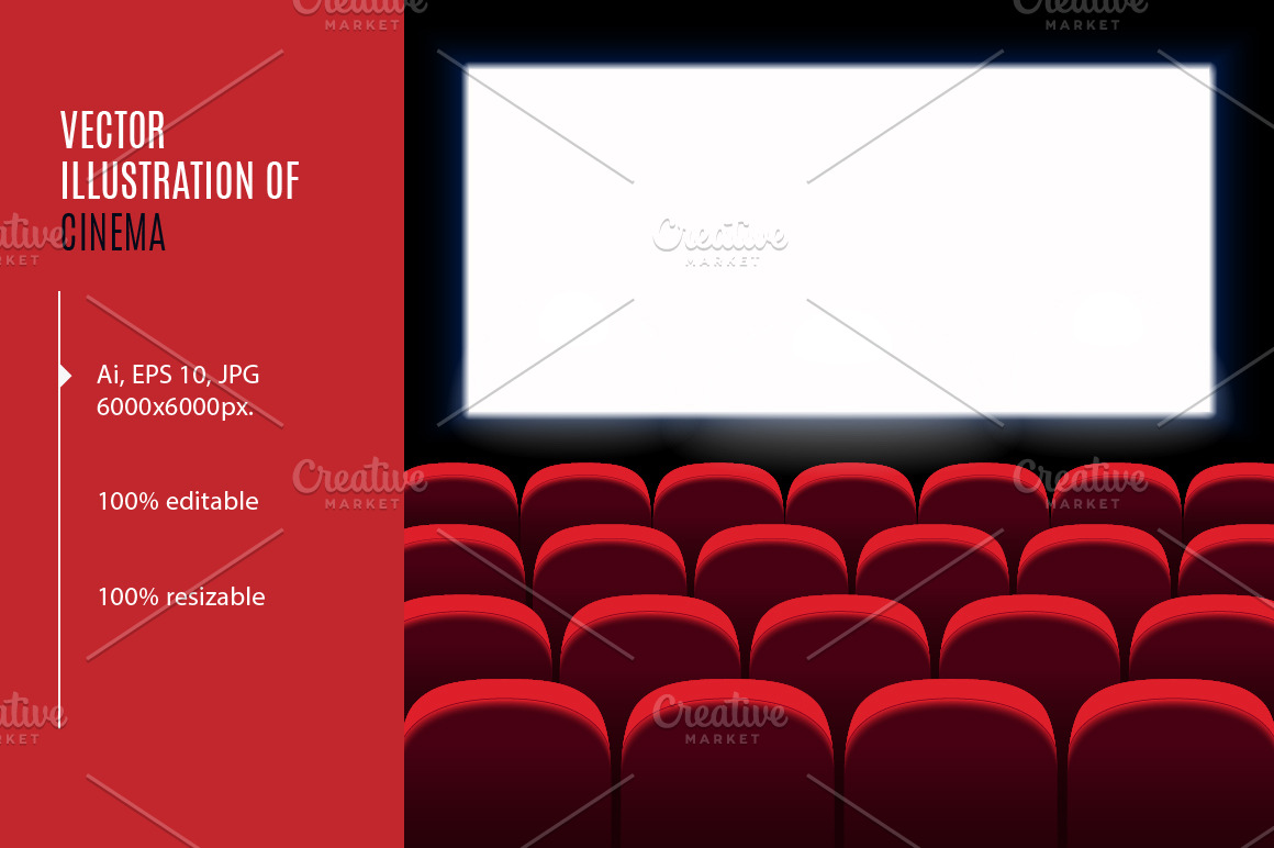 Cinema seats. Red armchairs. EPS+JPG | Background Graphics ~ Creative