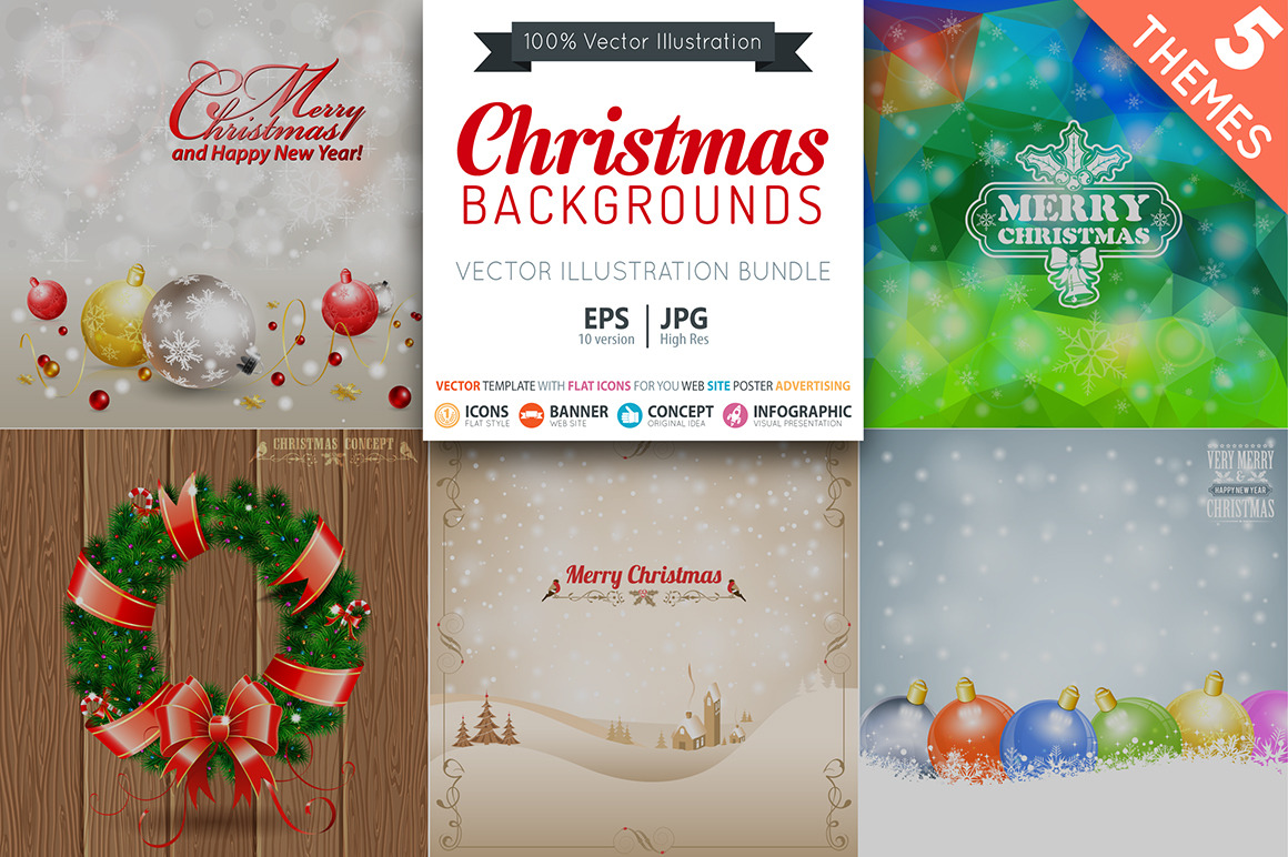 Christmas Posters and Backgrounds | Decorative Illustrations ~ Creative ...