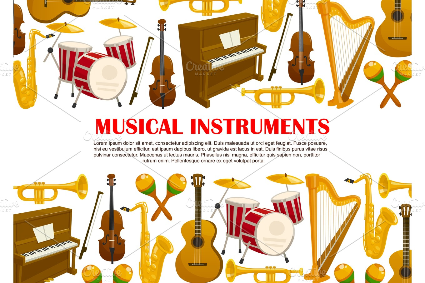 Vector music poster of musical instruments | Illustrations ~ Creative ...