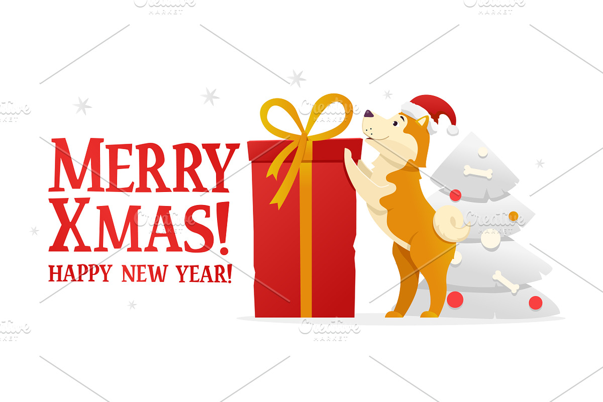 Christmas Dog Cartoon Character | Pre-Designed Photoshop Graphics