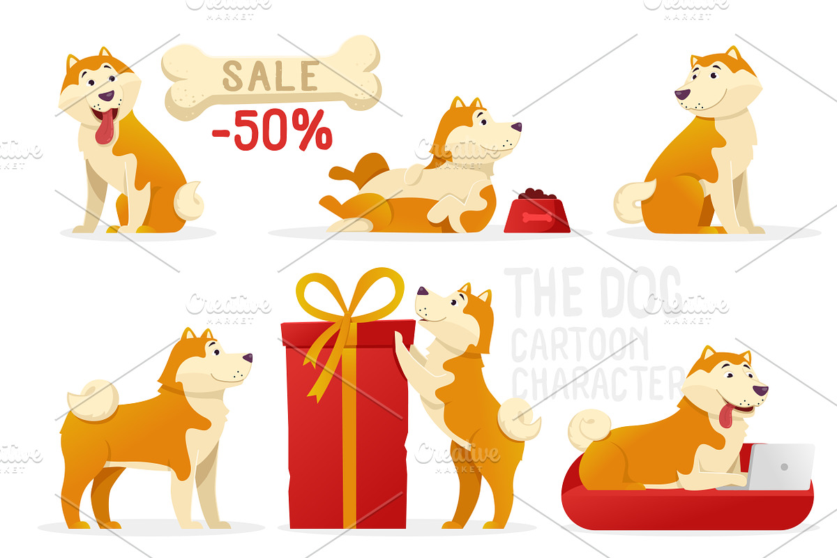 Christmas Dog Cartoon Character | Pre-Designed Photoshop Graphics ~ Creative Market