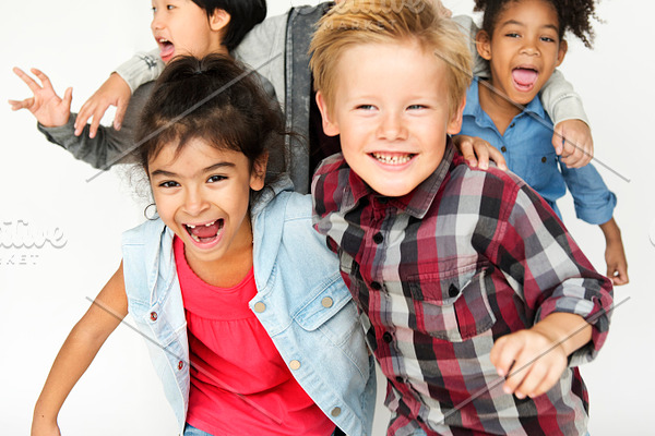 Cheerful Kids Friends Having Fun Stock Photo Containing African Descent And High Quality People Images Creative Market