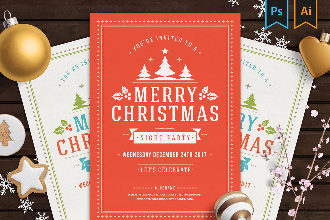 Christmas Party Invitation Flyer | Flyer Templates ~ Creative Market