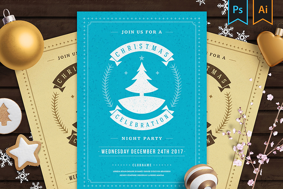 Christmas party invitation flyer | Creative Illustrator Templates